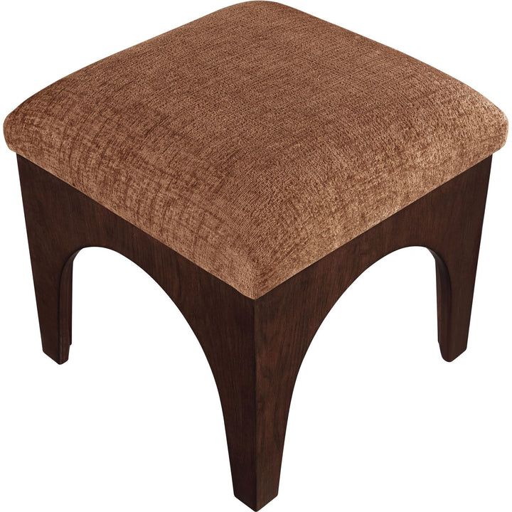 Lawson Chenille Fabric Upholstered Ottoman — Cognac / Brown Walnut