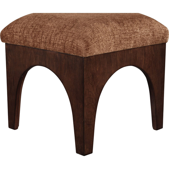 Lawson Chenille Fabric Upholstered Ottoman — Cognac / Brown Walnut