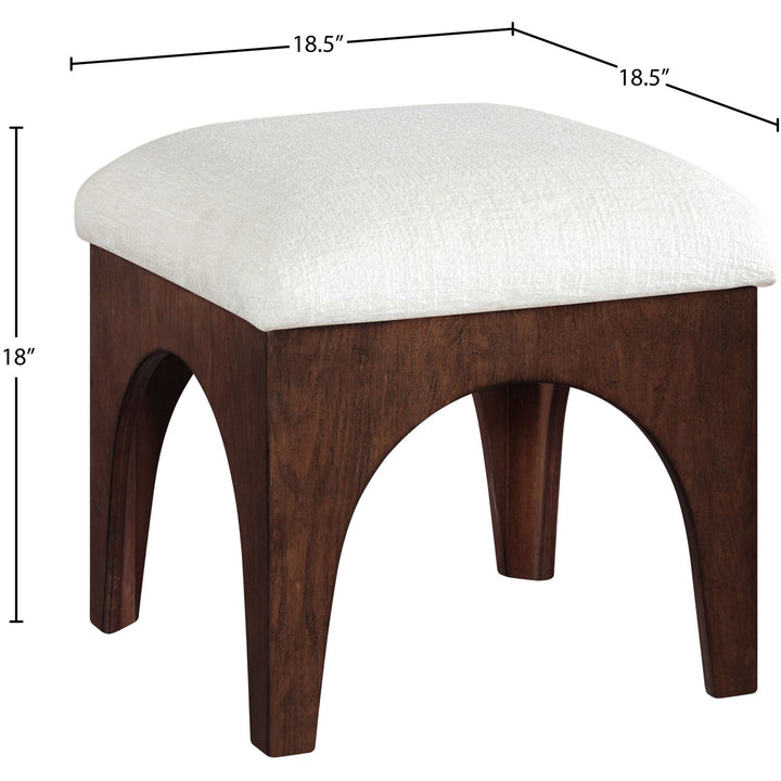 Lawson Chenille Fabric Upholstered Ottoman — Cream / Brown Walnut