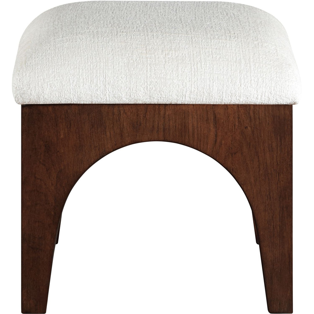 Lawson Chenille Fabric Upholstered Ottoman — Cream / Brown Walnut