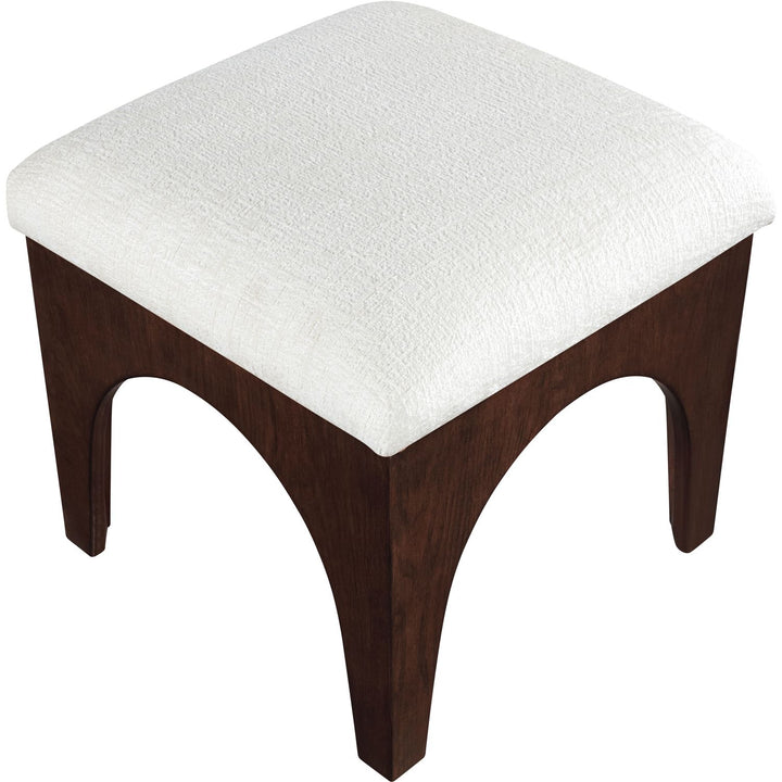 Lawson Chenille Fabric Upholstered Ottoman — Cream / Brown Walnut