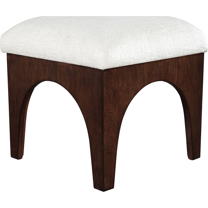 Lawson Chenille Fabric Upholstered Ottoman — Cream / Brown Walnut