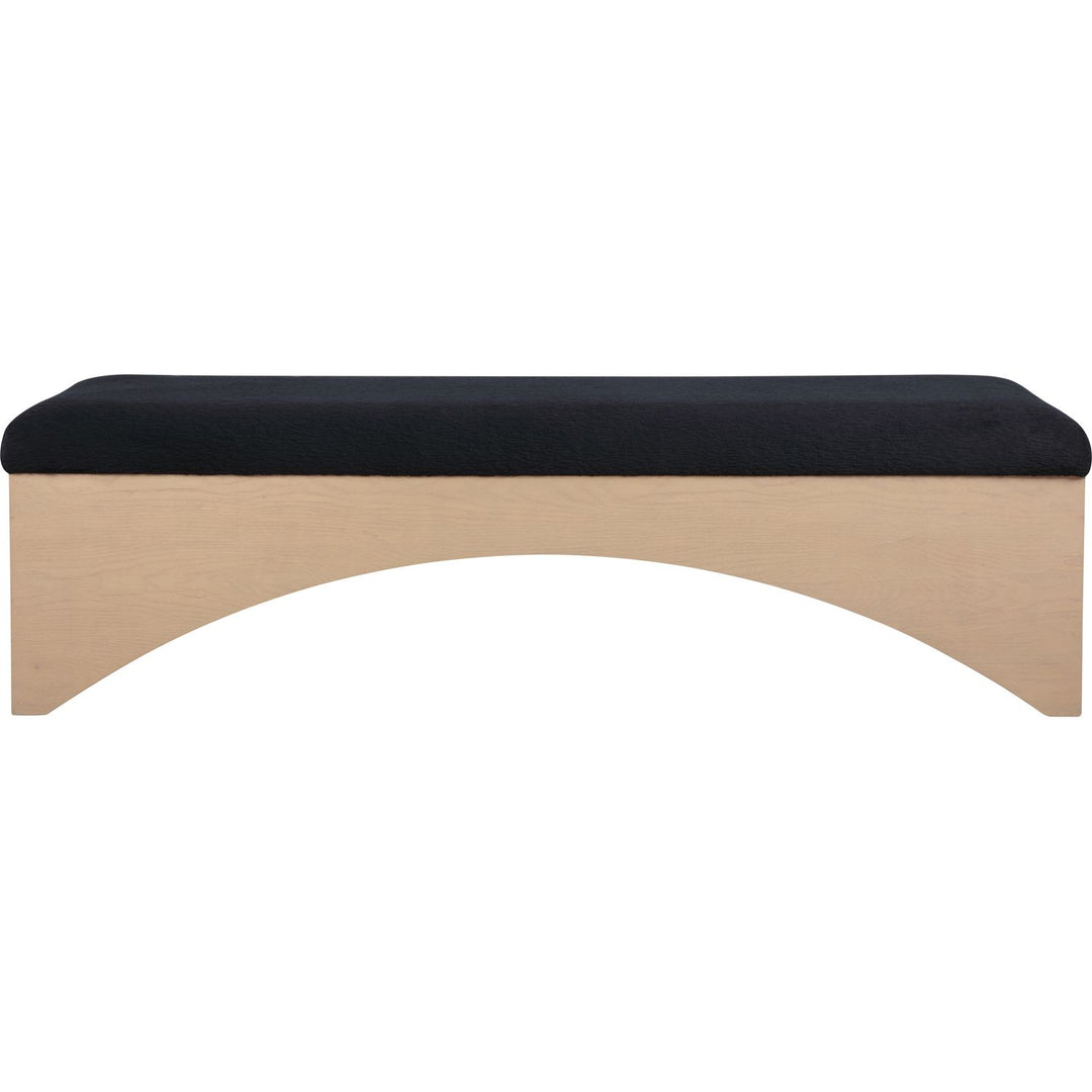 Lawson Velour Fur Fabric Upholstered Bench — Black / Natural
