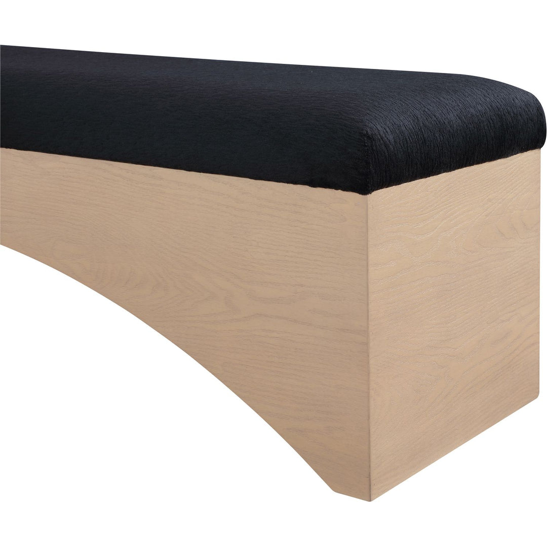 Lawson Velour Fur Fabric Upholstered Bench — Black / Natural