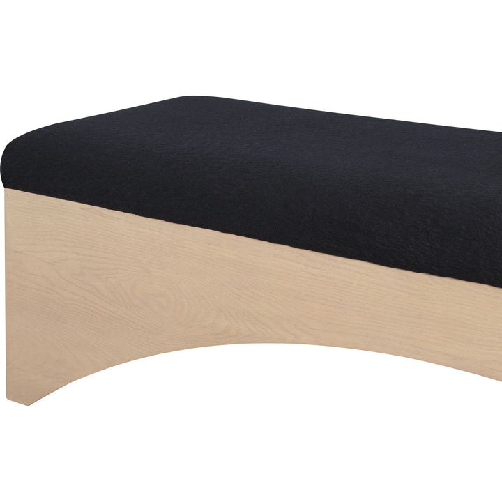 Lawson Velour Fur Fabric Upholstered Bench — Black / Natural