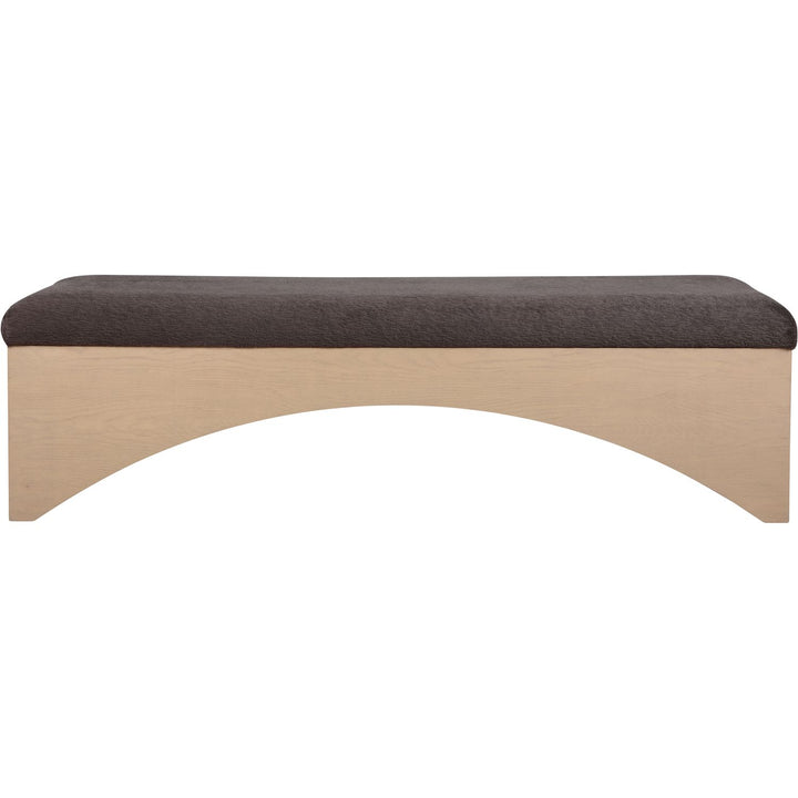 Lawson Velour Fur Fabric Upholstered Bench — Brown / Natural