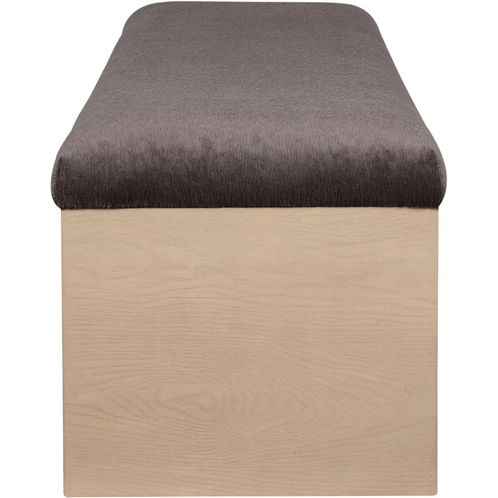 Lawson Velour Fur Fabric Upholstered Bench — Brown / Natural