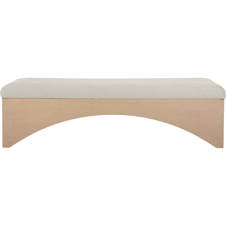 Lawson Velour Fur Fabric Upholstered Bench — Cream / Natural