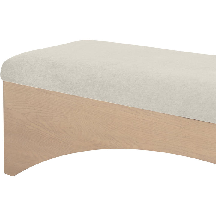 Lawson Velour Fur Fabric Upholstered Bench — Cream / Natural