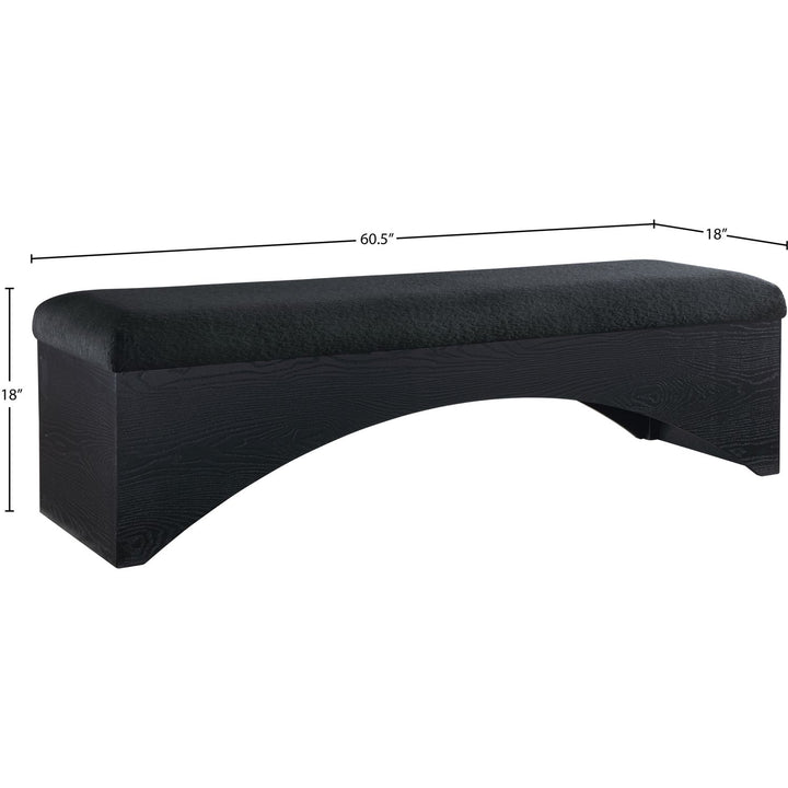 Lawson Velour Fur Fabric Upholstered Bench — Black / Black