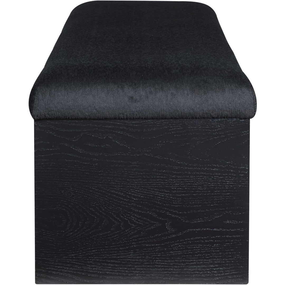 Lawson Velour Fur Fabric Upholstered Bench — Black / Black