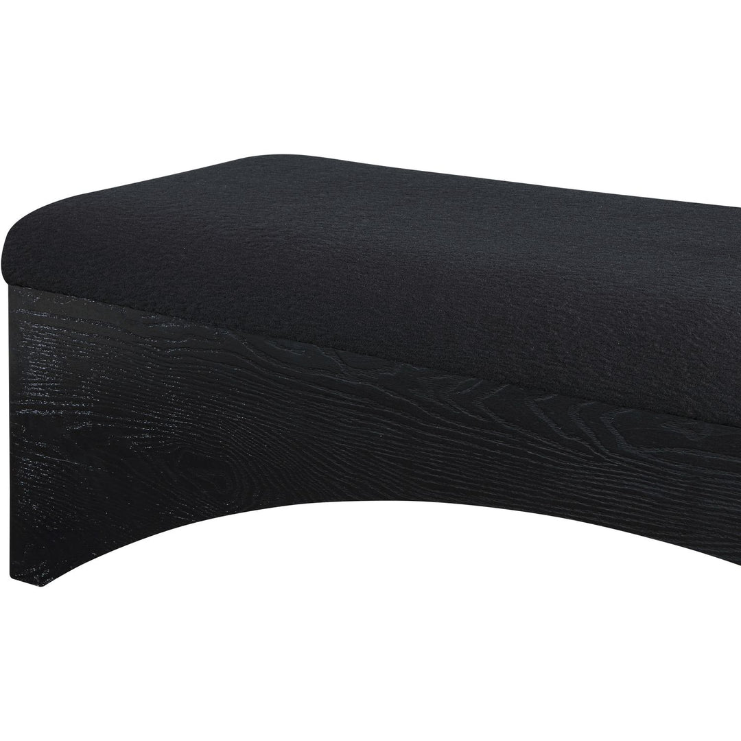 Lawson Velour Fur Fabric Upholstered Bench — Black / Black