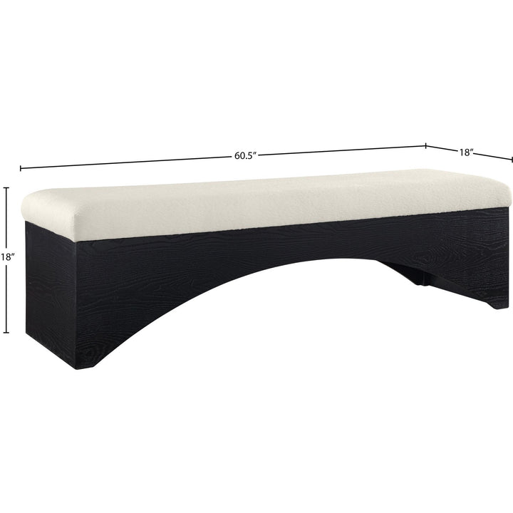 Lawson Velour Fur Fabric Upholstered Bench — Cream / Black