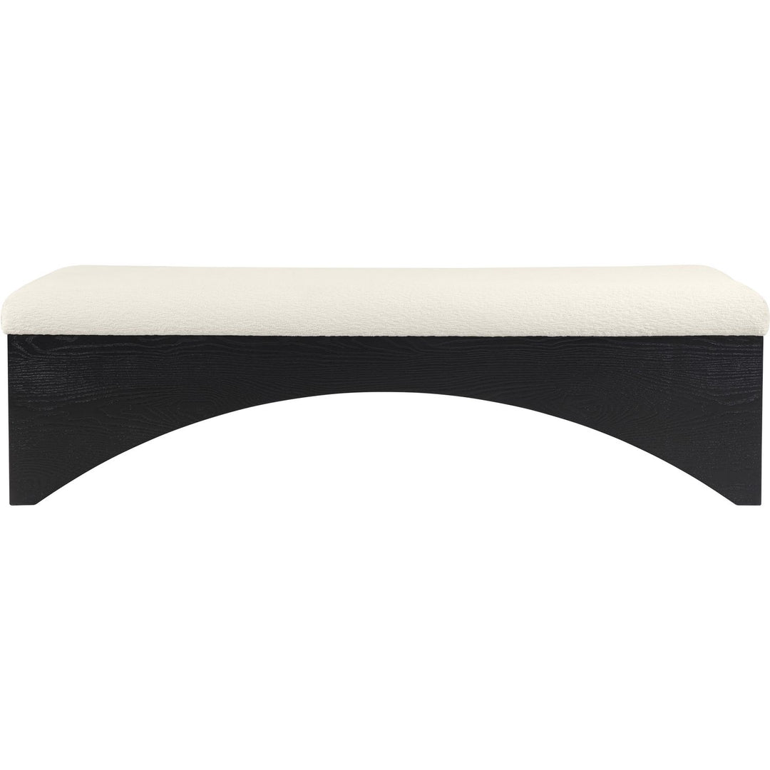 Lawson Velour Fur Fabric Upholstered Bench — Cream / Black