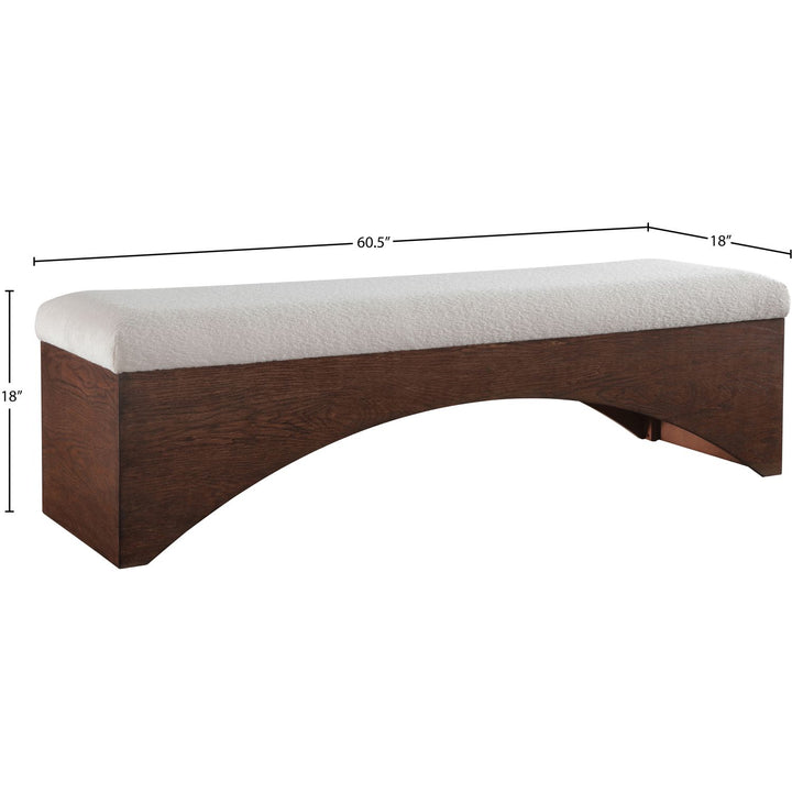 Lawson Velour Fur Fabric Upholstered Bench — Beige / Brown