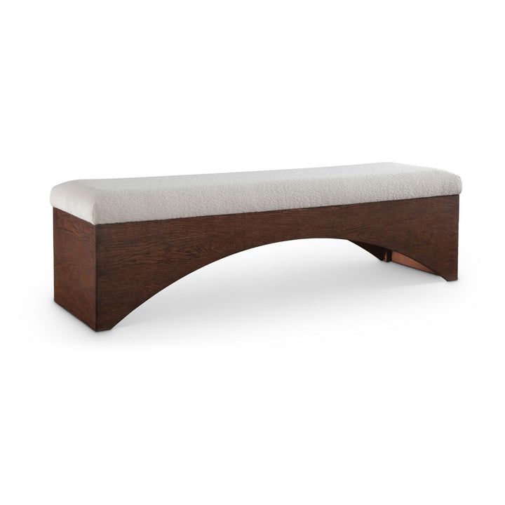 Lawson Velour Fur Fabric Upholstered Bench — Beige / Brown
