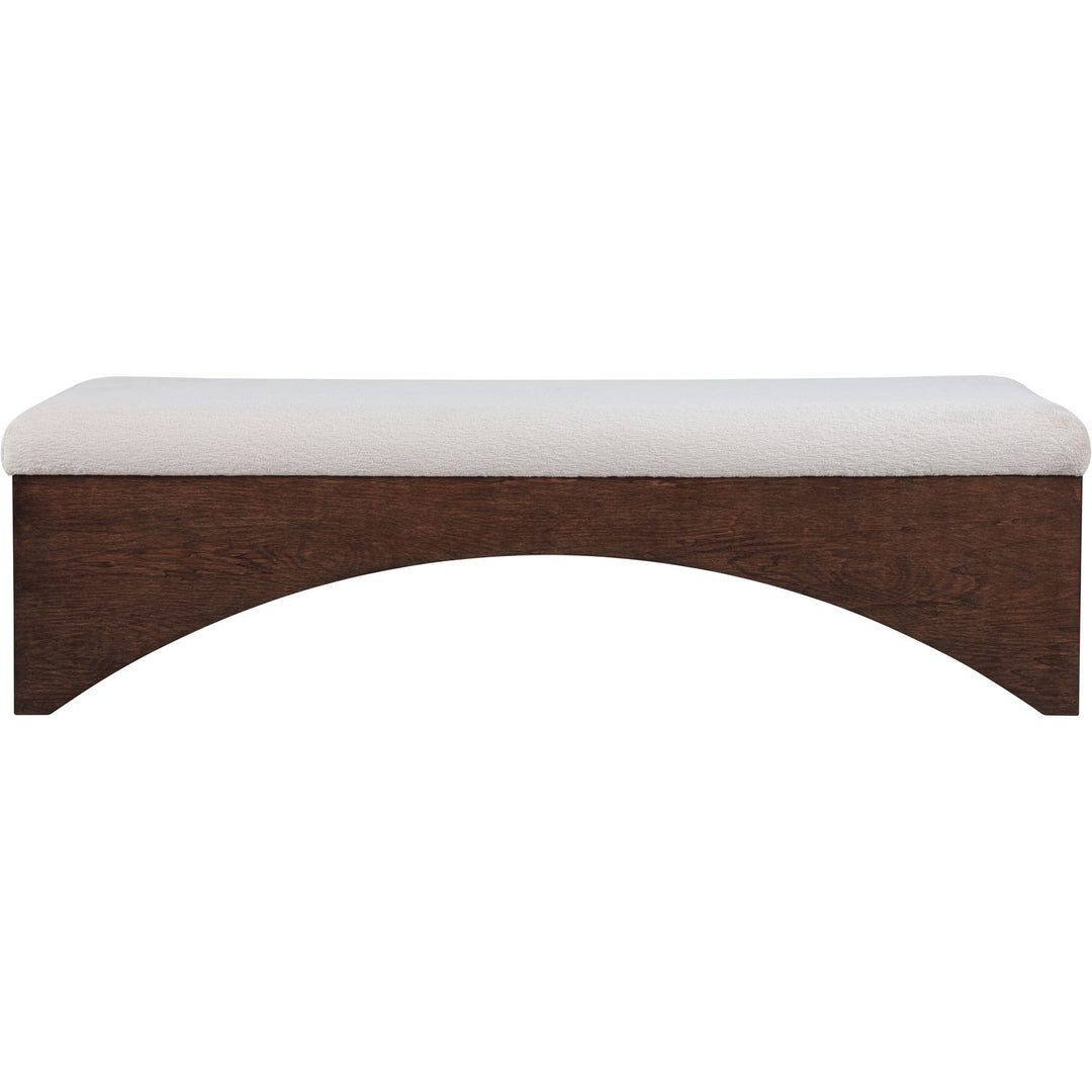 Lawson Velour Fur Fabric Upholstered Bench — Beige / Brown
