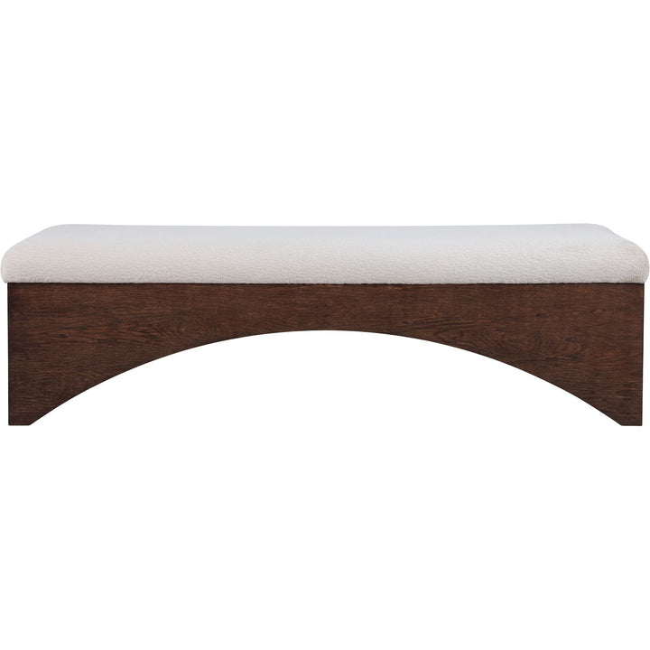 Lawson Velour Fur Fabric Upholstered Bench — Beige / Brown