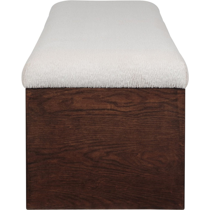 Lawson Velour Fur Fabric Upholstered Bench — Beige / Brown