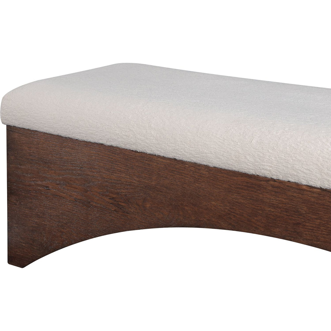 Lawson Velour Fur Fabric Upholstered Bench — Beige / Brown