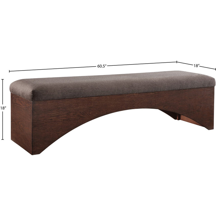 Lawson Velour Fur Fabric Upholstered Bench — Brown / Brown