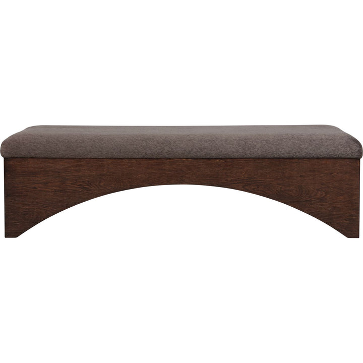Lawson Velour Fur Fabric Upholstered Bench — Brown / Brown