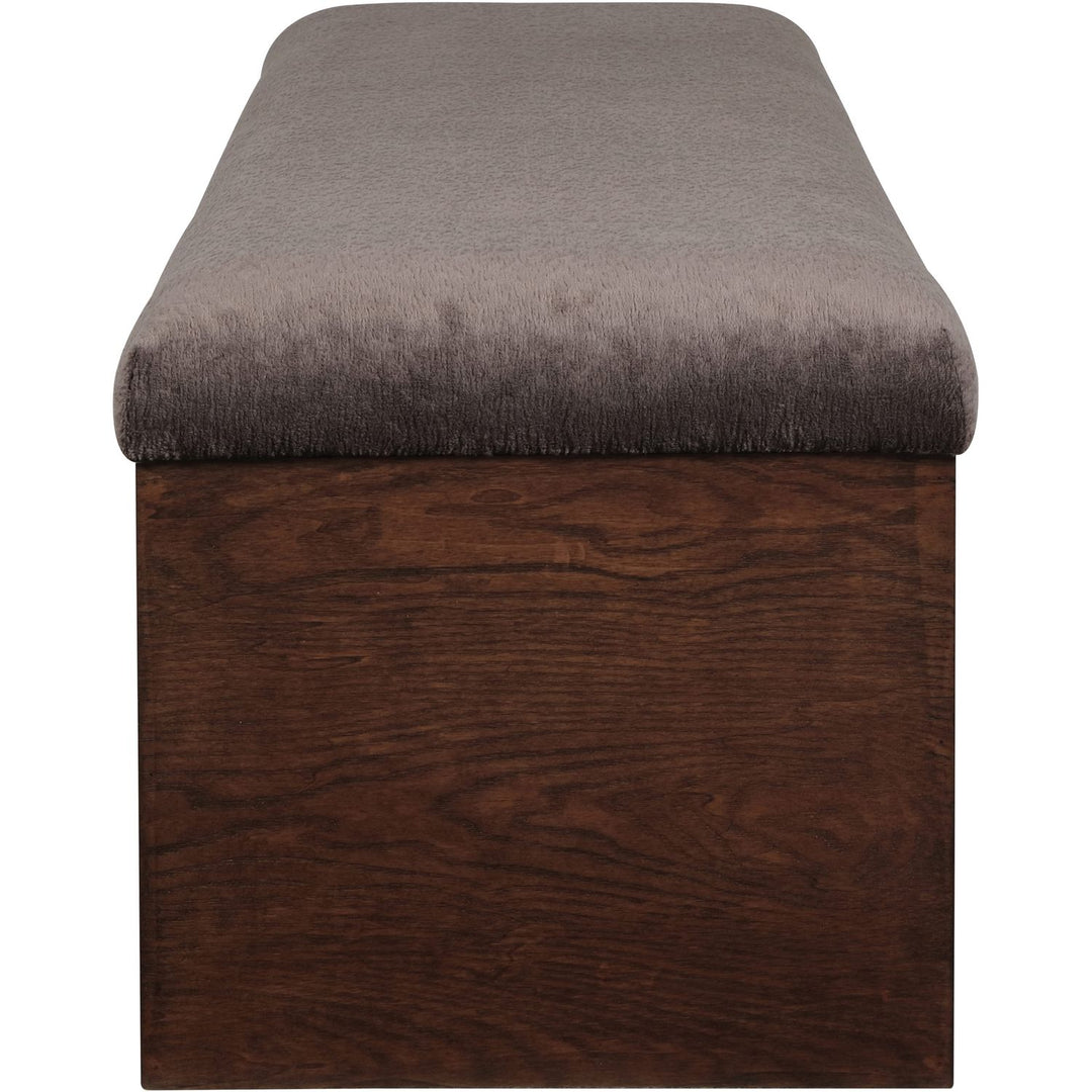 Lawson Velour Fur Fabric Upholstered Bench — Brown / Brown