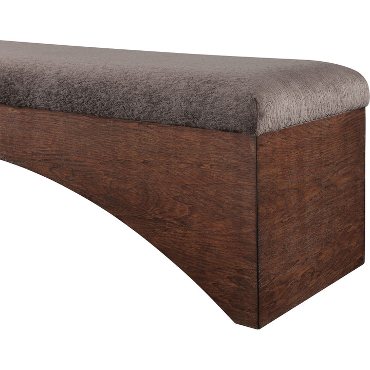 Lawson Velour Fur Fabric Upholstered Bench — Brown / Brown