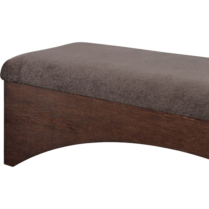 Lawson Velour Fur Fabric Upholstered Bench — Brown / Brown