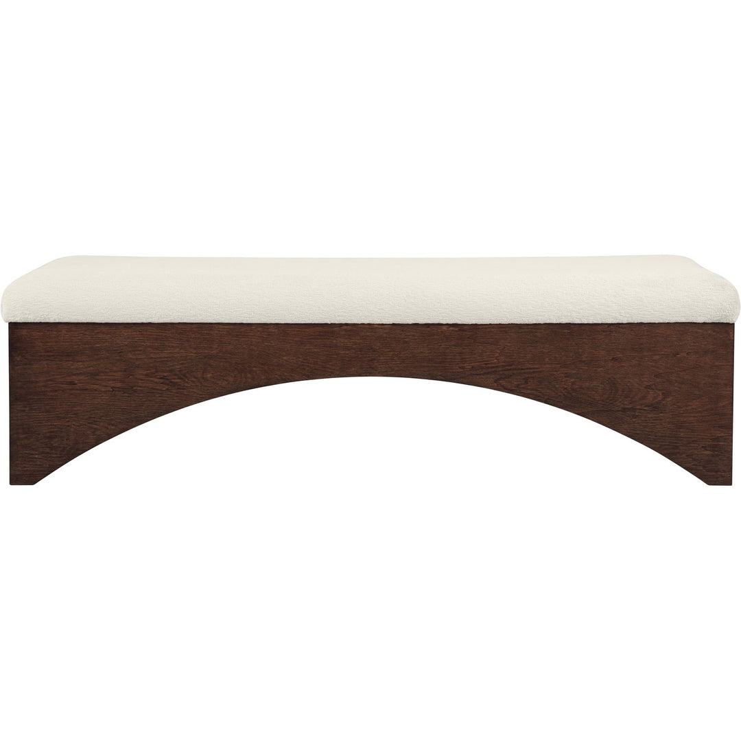 Lawson Velour Fur Fabric Upholstered Bench — Cream / Brown