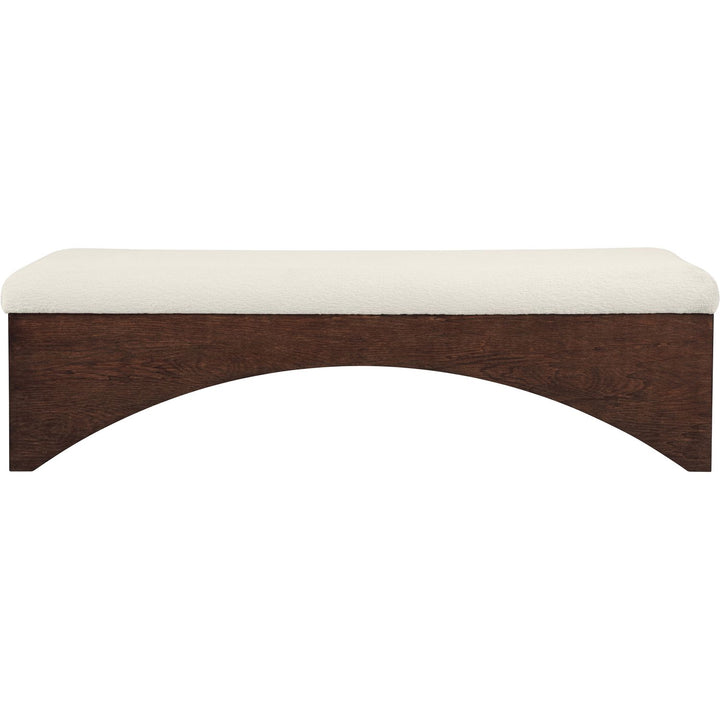 Lawson Velour Fur Fabric Upholstered Bench — Cream / Brown