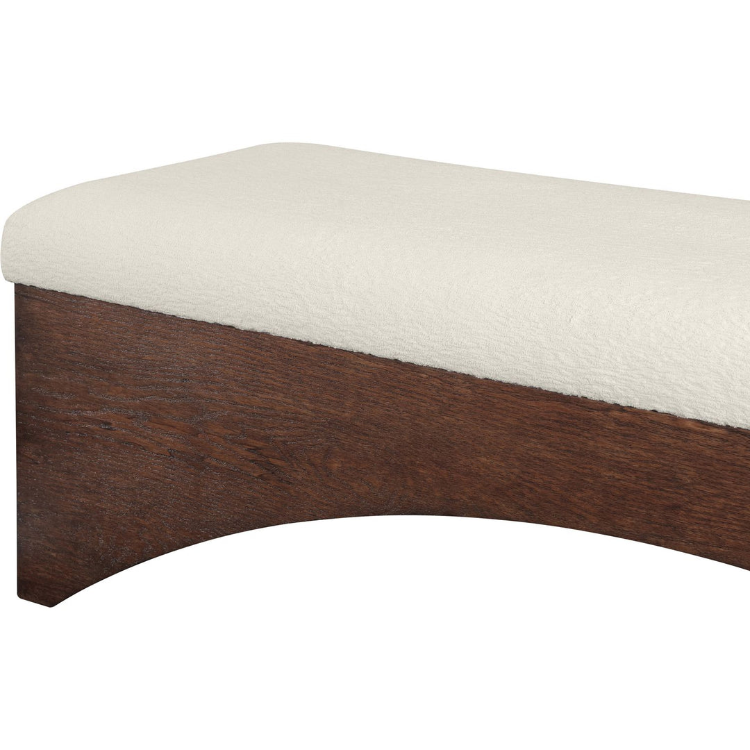 Lawson Velour Fur Fabric Upholstered Bench — Cream / Brown