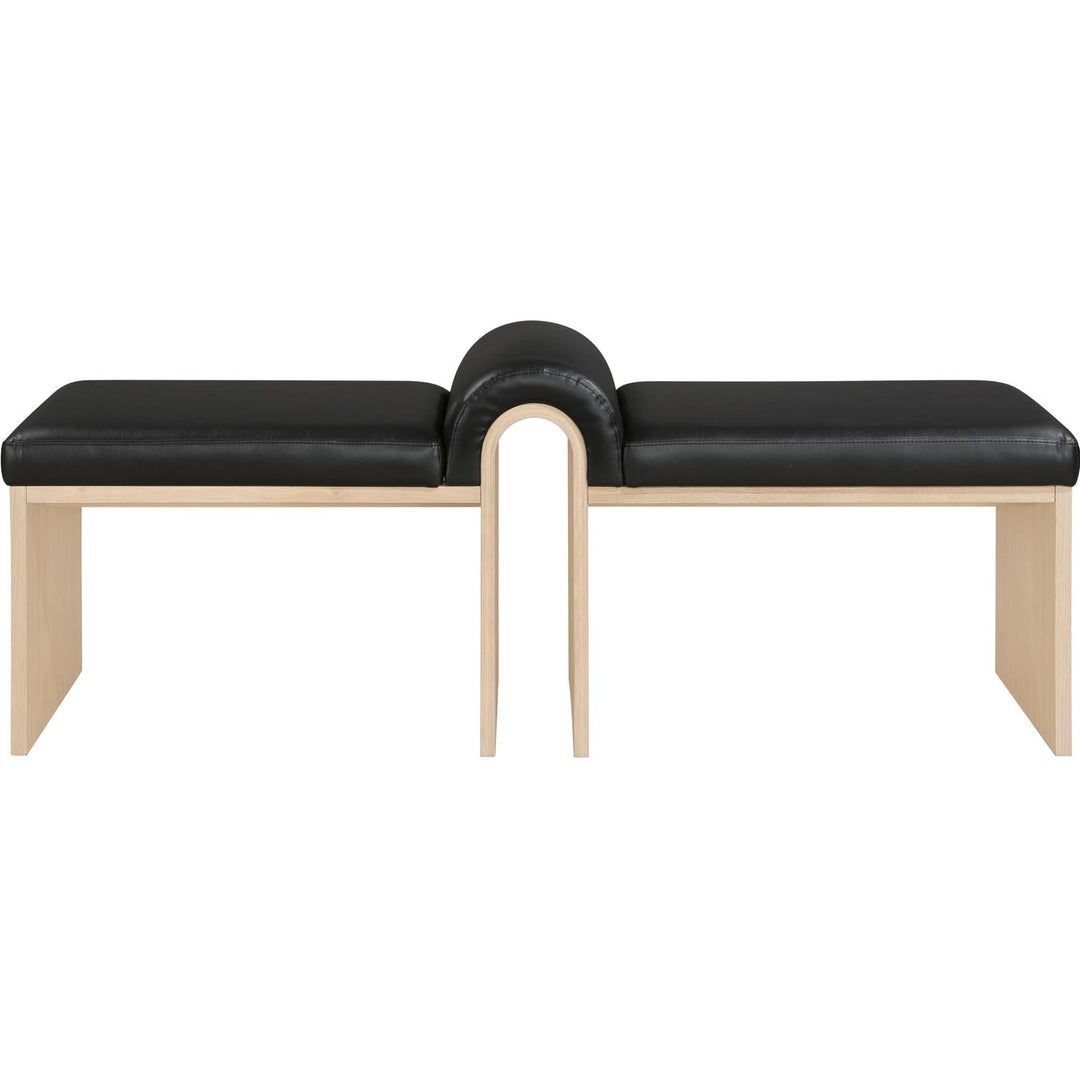 Delphine Vegan Leather Upholstered Bench — Black / Natural