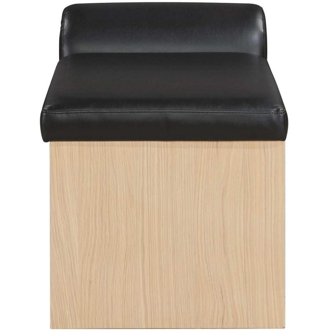 Delphine Vegan Leather Upholstered Bench — Black / Natural