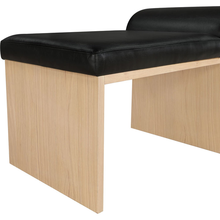 Delphine Vegan Leather Upholstered Bench — Black / Natural