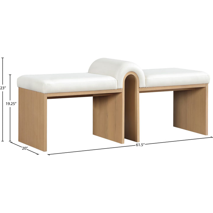 Delphine Vegan Leather Upholstered Bench — Cream / Natural