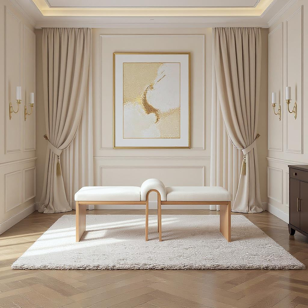 Delphine Vegan Leather Upholstered Bench — Cream / Natural
