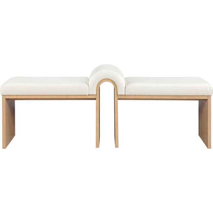 Delphine Vegan Leather Upholstered Bench — Cream / Natural