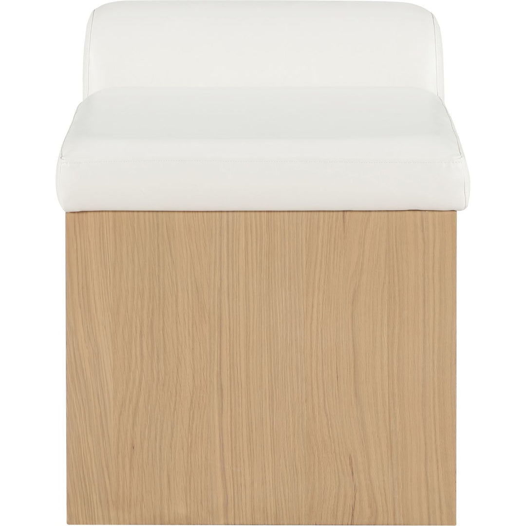 Delphine Vegan Leather Upholstered Bench — Cream / Natural