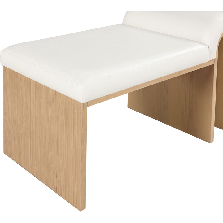 Delphine Vegan Leather Upholstered Bench — Cream / Natural
