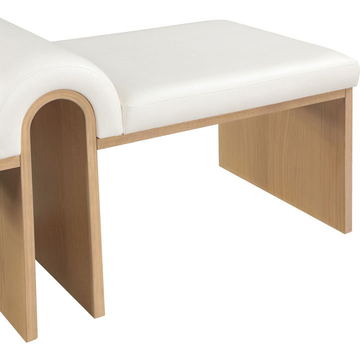Delphine Vegan Leather Upholstered Bench — Cream / Natural