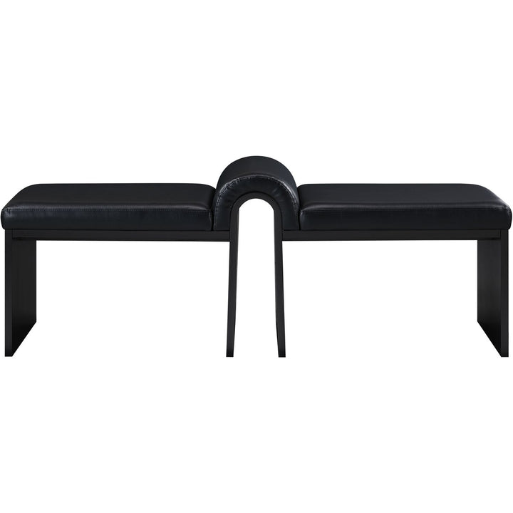 Delphine Vegan Leather Upholstered Bench — Black / Black