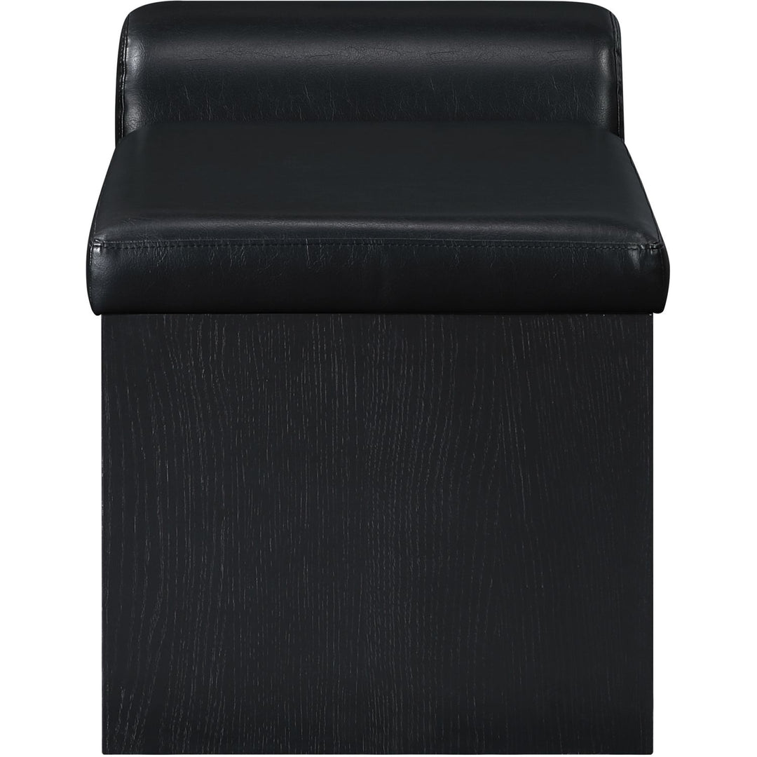 Delphine Vegan Leather Upholstered Bench — Black / Black