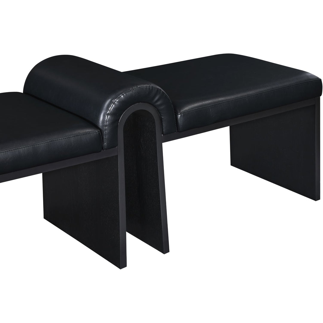 Delphine Vegan Leather Upholstered Bench — Black / Black