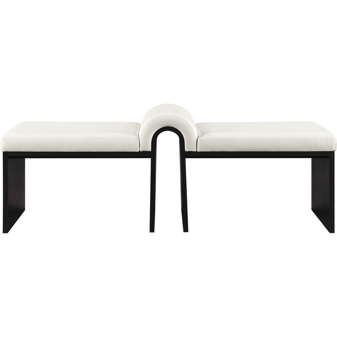Delphine Vegan Leather Upholstered Bench — Cream / Black