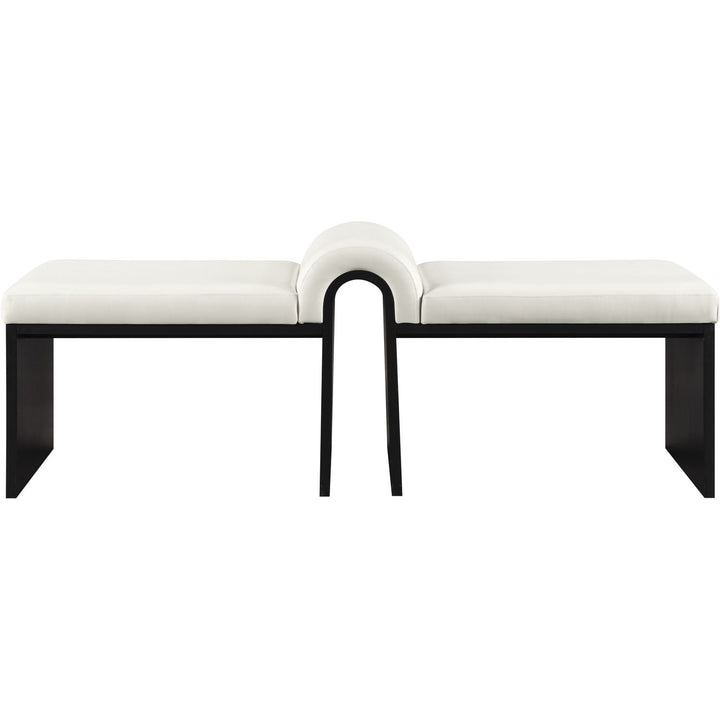 Delphine Vegan Leather Upholstered Bench — Cream / Black