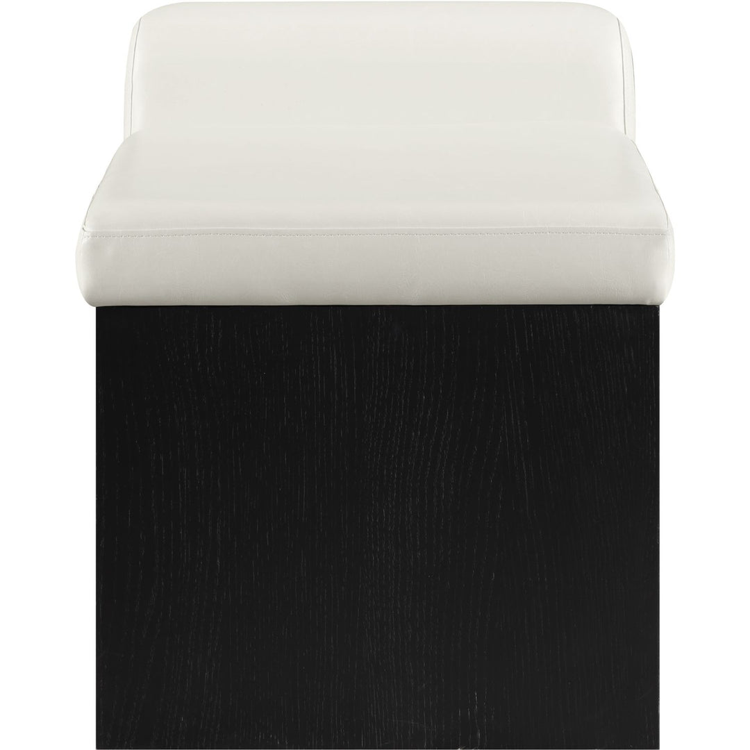 Delphine Vegan Leather Upholstered Bench — Cream / Black
