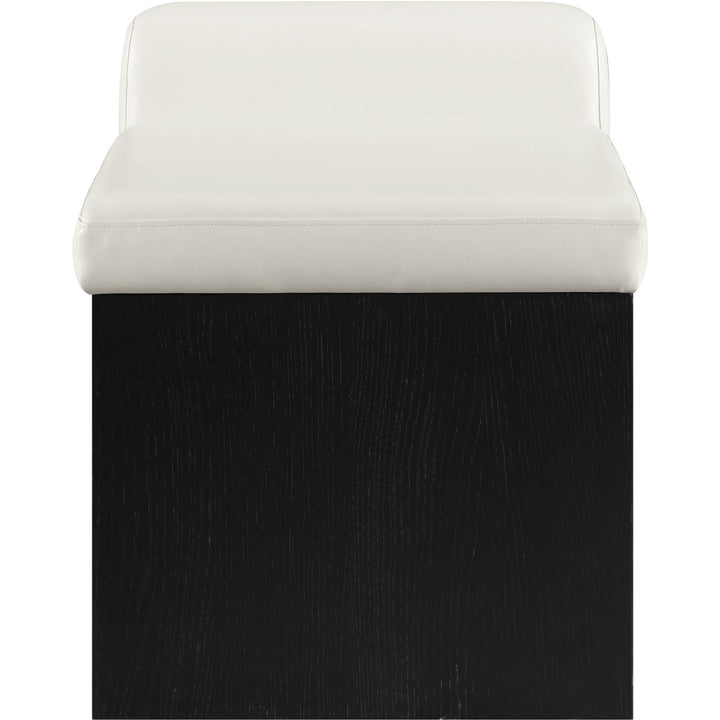 Delphine Vegan Leather Upholstered Bench — Cream / Black