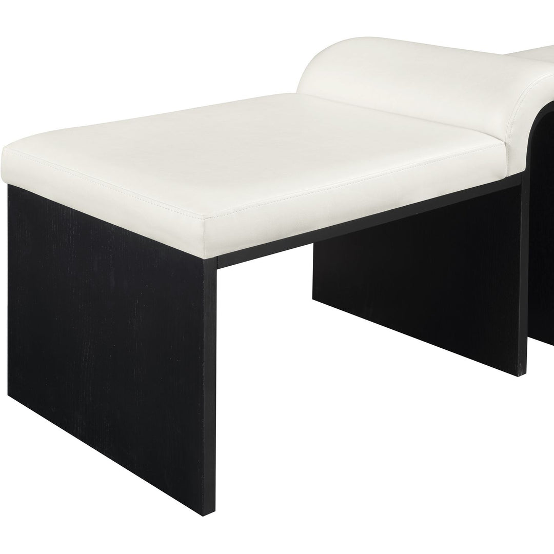 Delphine Vegan Leather Upholstered Bench — Cream / Black
