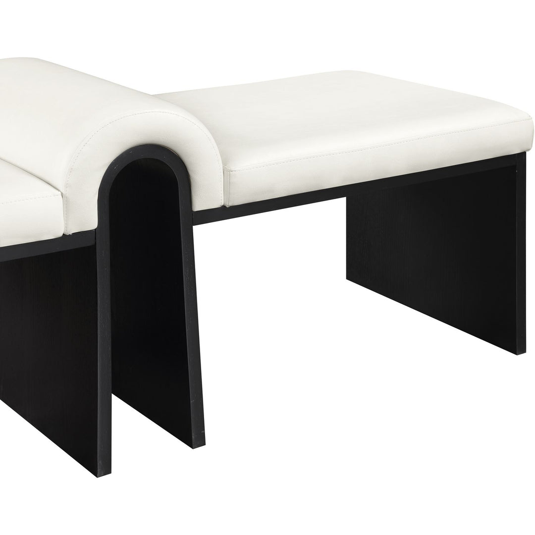 Delphine Vegan Leather Upholstered Bench — Cream / Black